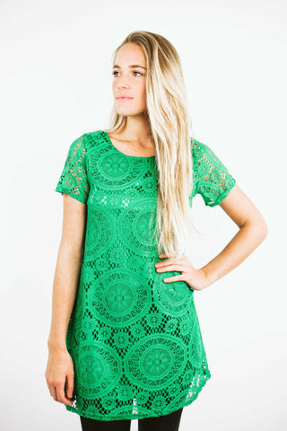 green casual short sleeve spring dress