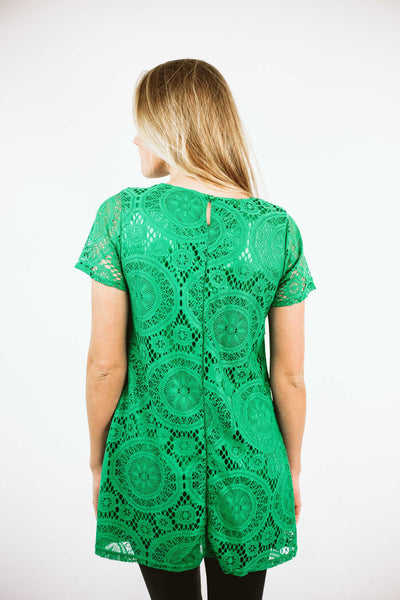 green casual short sleeve spring dress