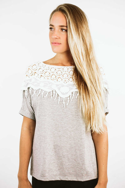 lace crochet short sleeve t-shirt