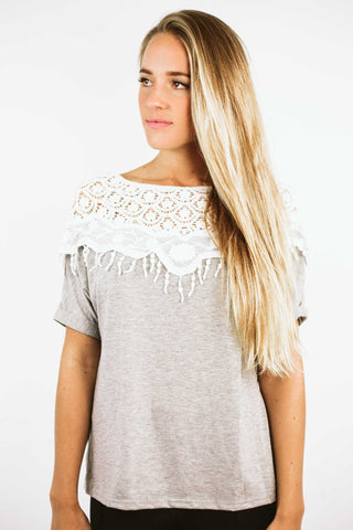 lace crochet short sleeve t-shirt