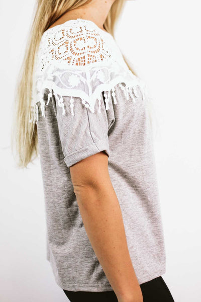 lace crochet short sleeve t-shirt
