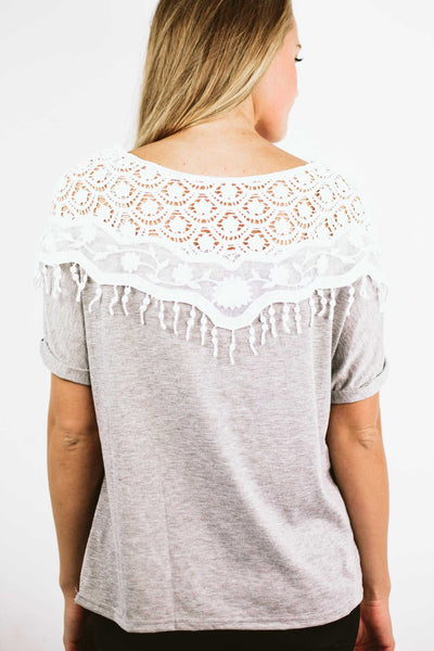 lace crochet short sleeve t-shirt