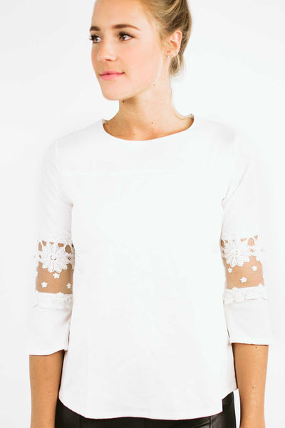 white floral long sleeve shirt