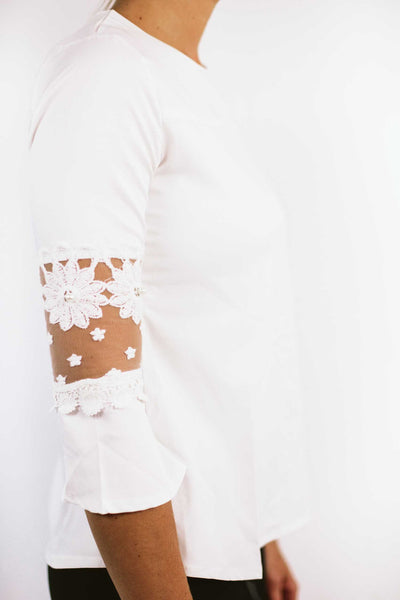white floral long sleeve shirt